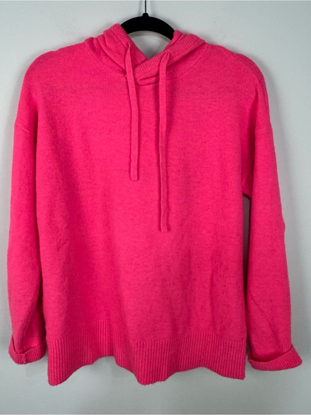 Lou & Grey Neon Hot Pink Wool Blend Hoodie Sweater